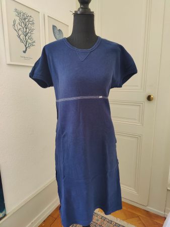Sonia Rykiel navy blue pique cotton sheath dress pockets S