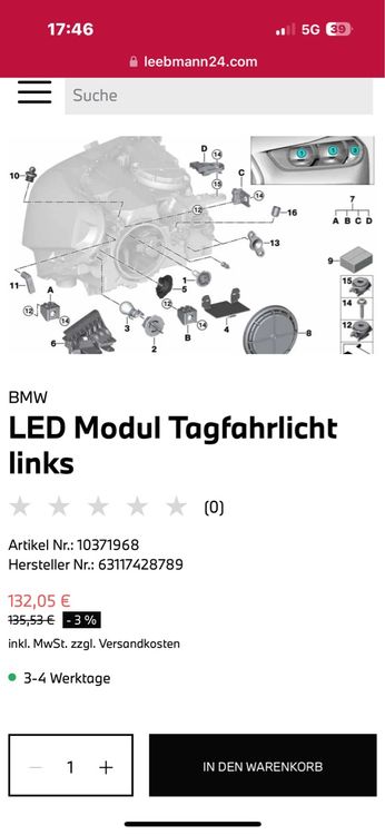 BMW Toutes les pièces auto: Bmw X1 X2 LED Modul Tagfahrlicht links – D'occasion à uster par automen 1