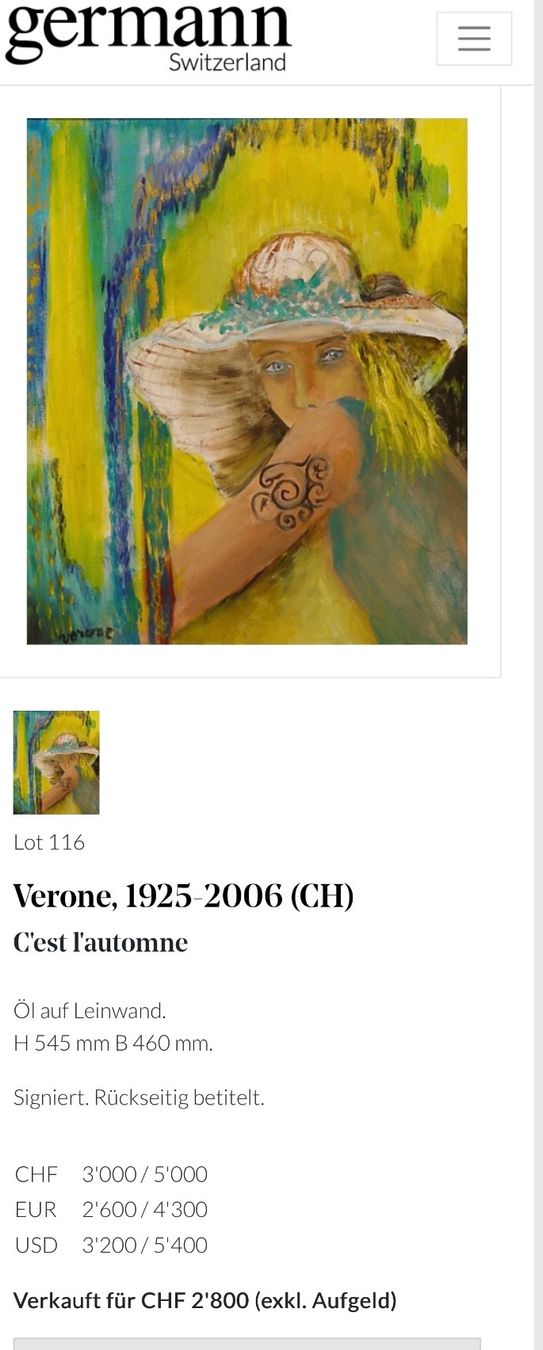 Gemälde: Verone  1925-2006 Gemälde Golfplatz See Portrait – Gebraucht aus Ebikon von Gaenggeliwaar 6