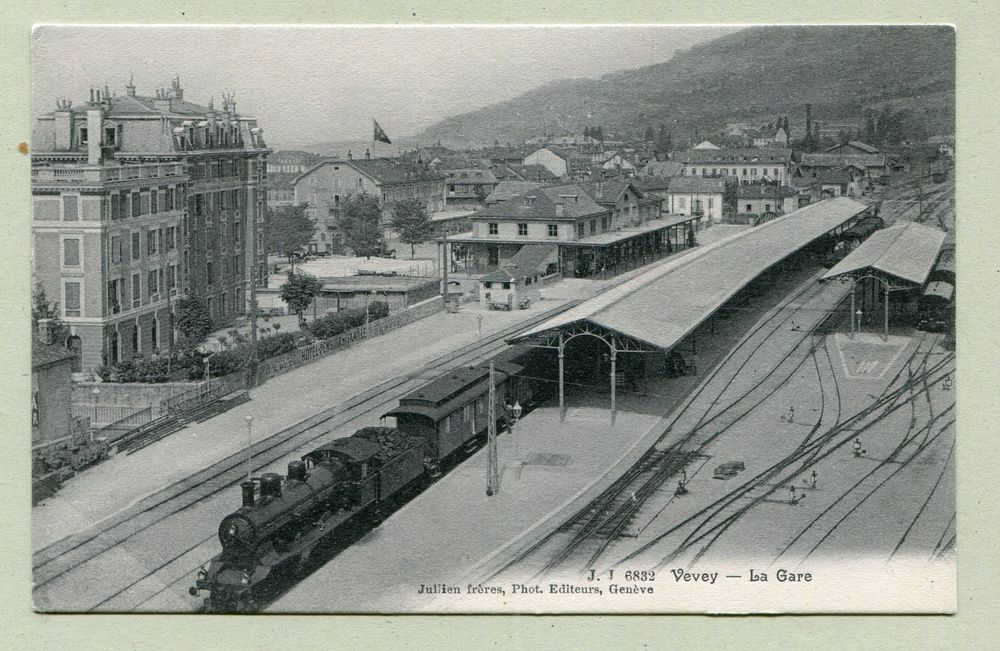 Bahnhof Vevey mit Dampfeisenbahn Kaufen auf Ricardo