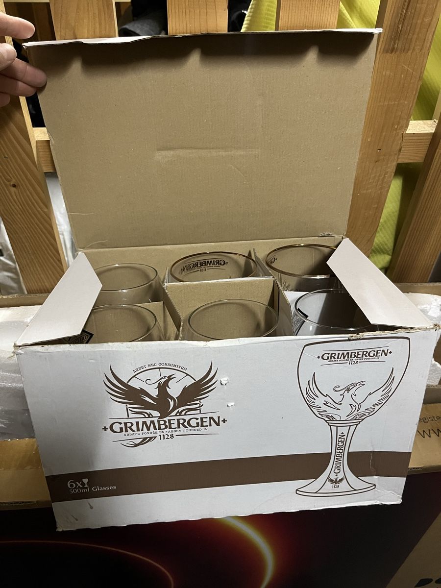 Grimbergen Bicchieri: Grimbergen Bier Glas mit Goldrand, 6er Pack – Usato da Zürich venduto da andoria1988 1