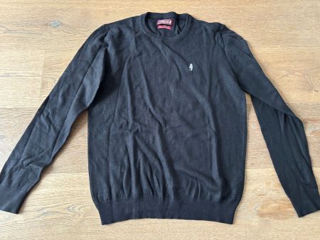 Schwarzer Merinowolle Pullover Gr. L