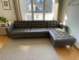 4-er Leder Sofa Landskrona mit Récamiere