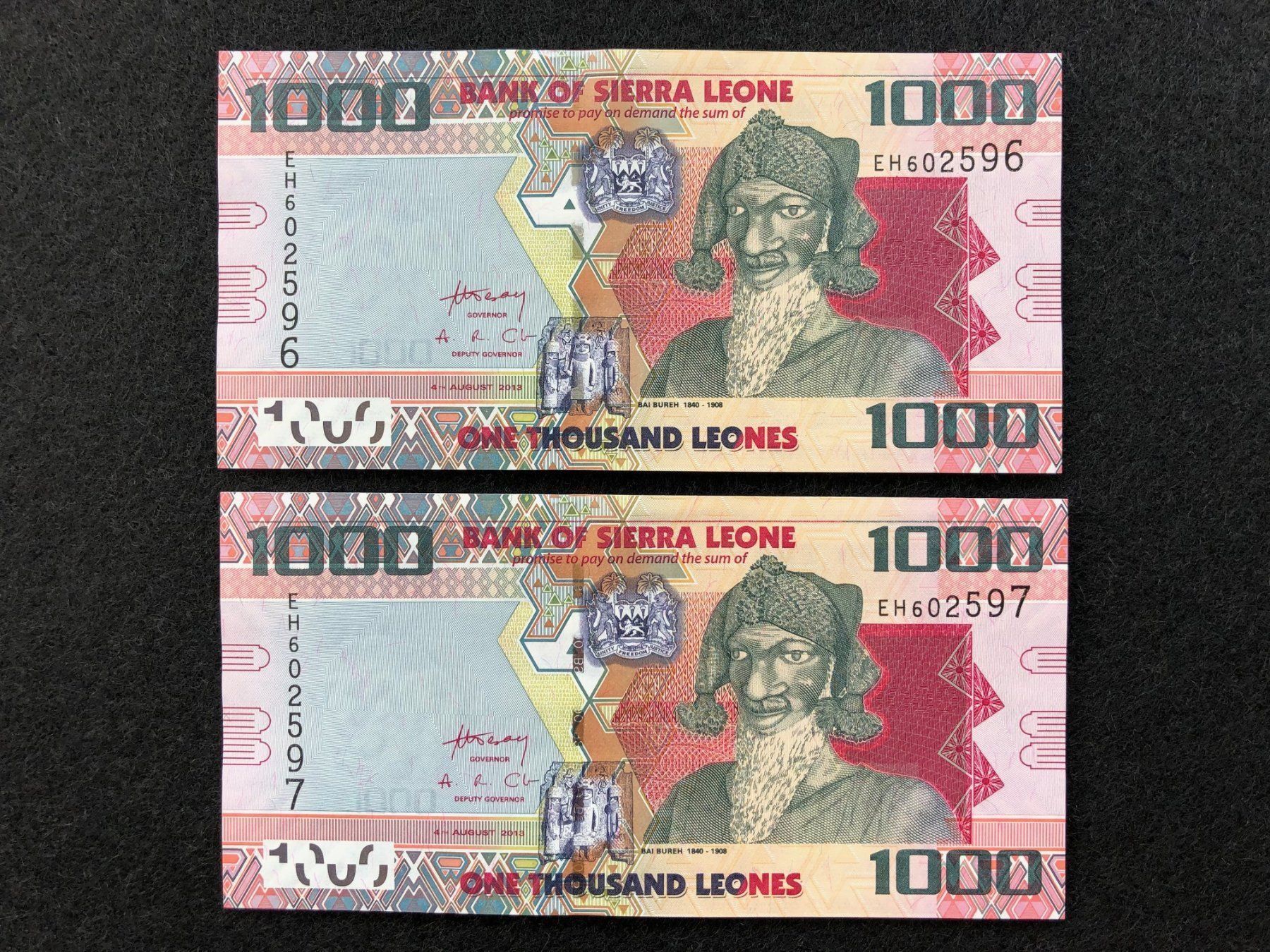 Banknoten: Sierra Leone 2013 - 2x1000 Leones UNC – Neu (gemäss Beschreibung) aus Pfäffikon SZ von Sieben77