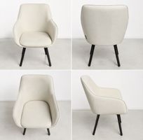 6x Drehbarer Esszimmerstuhl Sessel Stoff grau schwarze Füsse