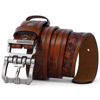 Gürtel echtem Leder Retro-Stil Gravur - Ceinture en cuir
