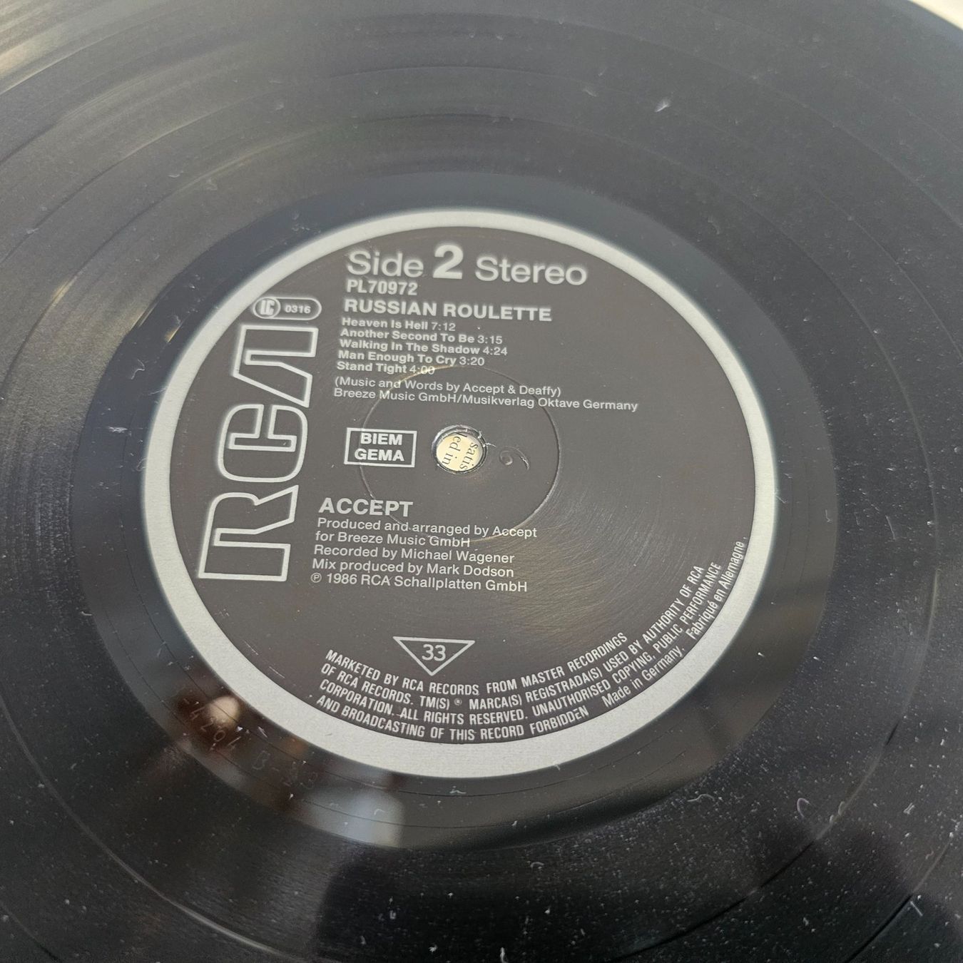 Schallplatten: LP Vinyl: Accept – Russian Roulette - 1986 – Gebraucht aus Nottwil von Wondewa-Shop 3
