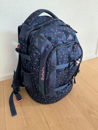Satch Schulrucksack blau mit Muster guter Zustand
