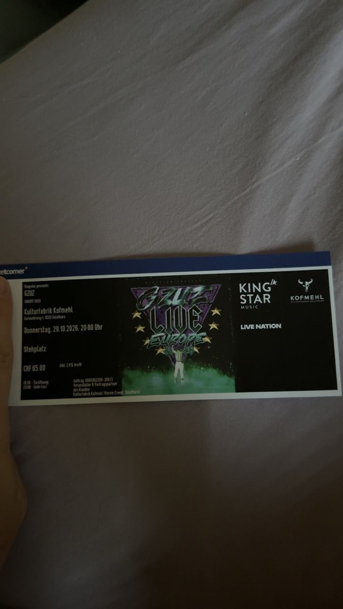 Billets: Gzuz Konzert, 28.10.2026, Stehplatz – Neuf (Voir description) à Dürrenäsch par ali_827q