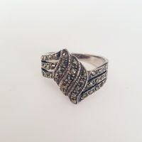 Art-Déco-Ring aus 925er silber mit Markasitbesatz gr 17,4 mm
