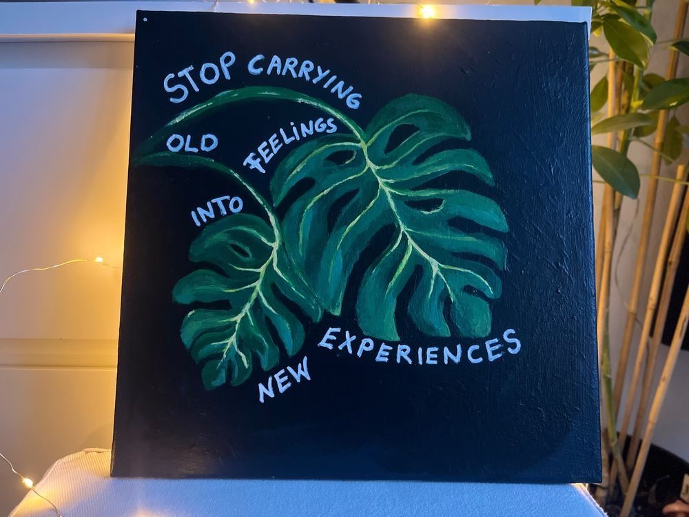 Dipinti: Bild mit Spruch Monstera Acryl – Usato da Winterthur venduto da Anna_mari 1