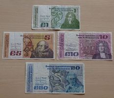 Lot ++ 4 alte Banknoten aus Irland
