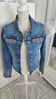 Lässige Jeansjacke, Gr. L bestickt und mit Strass Neu!