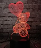3D Herz Form Bär Nachtlicht Lampe für Kinder / USB