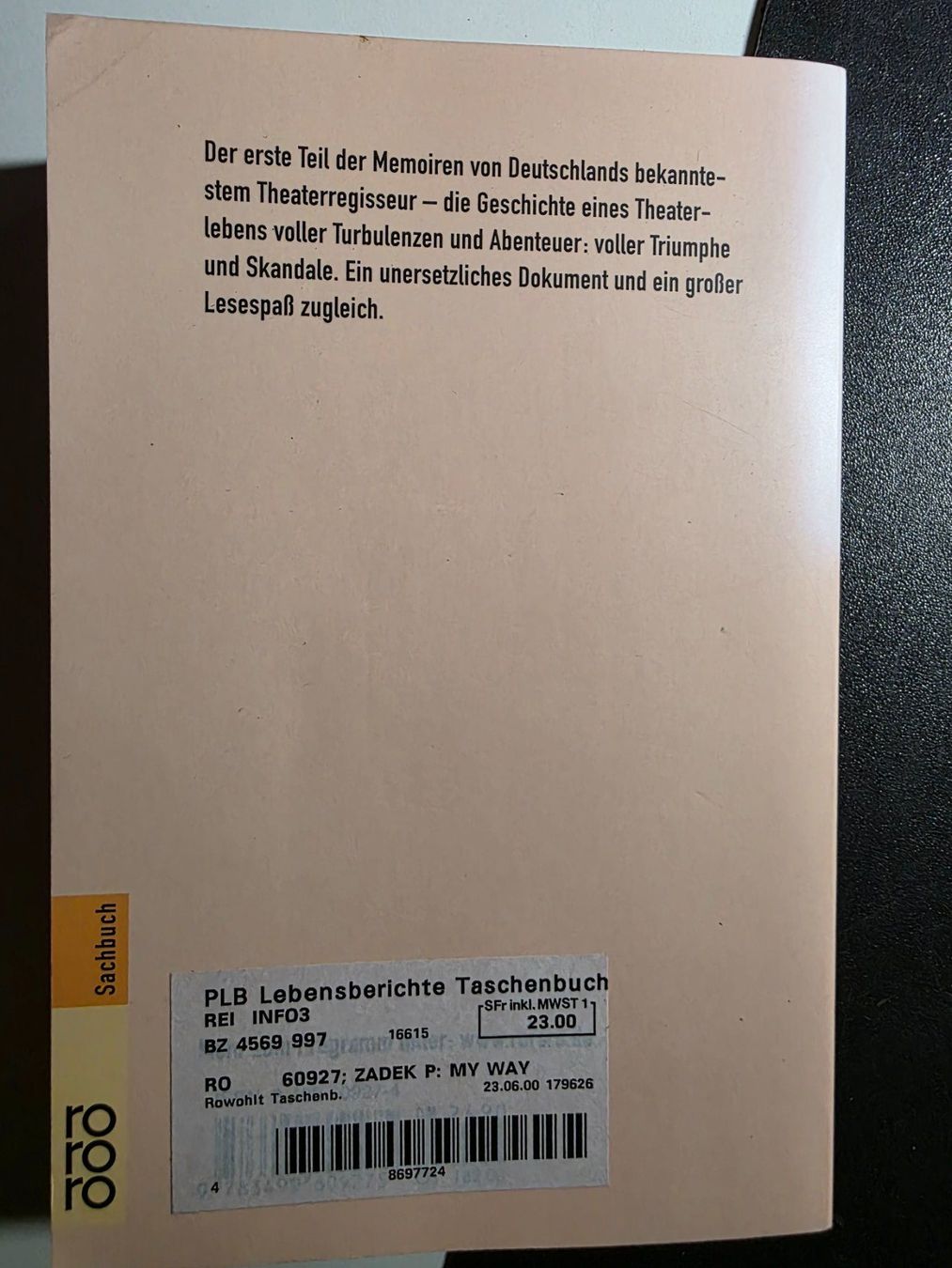 Libri: Peter Zadek - My Way - Autobiographie 2000 – Usato da Walterswil BE venduto da Lonitti 8