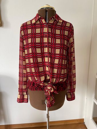 SCOTCH & SODA Langarmbluse rot-beige gemustert, Grösse ca. S