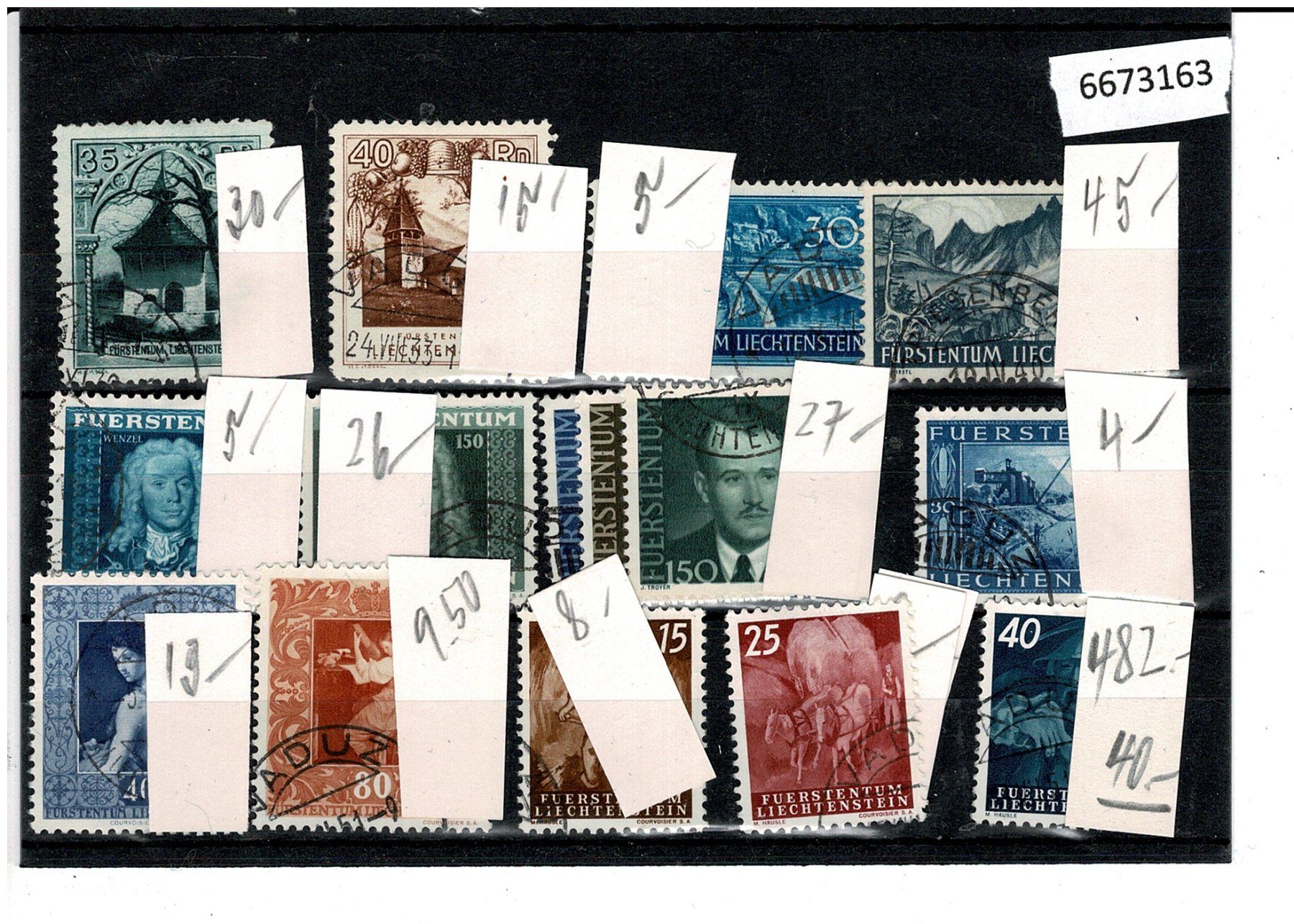 Alle Briefmarken: FL 15 Werte gest. – Gebraucht aus Lausanne von Whorvath