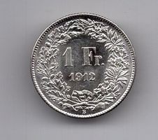 (1501) Schweiz, 1 Franken 1912, Super, stgl