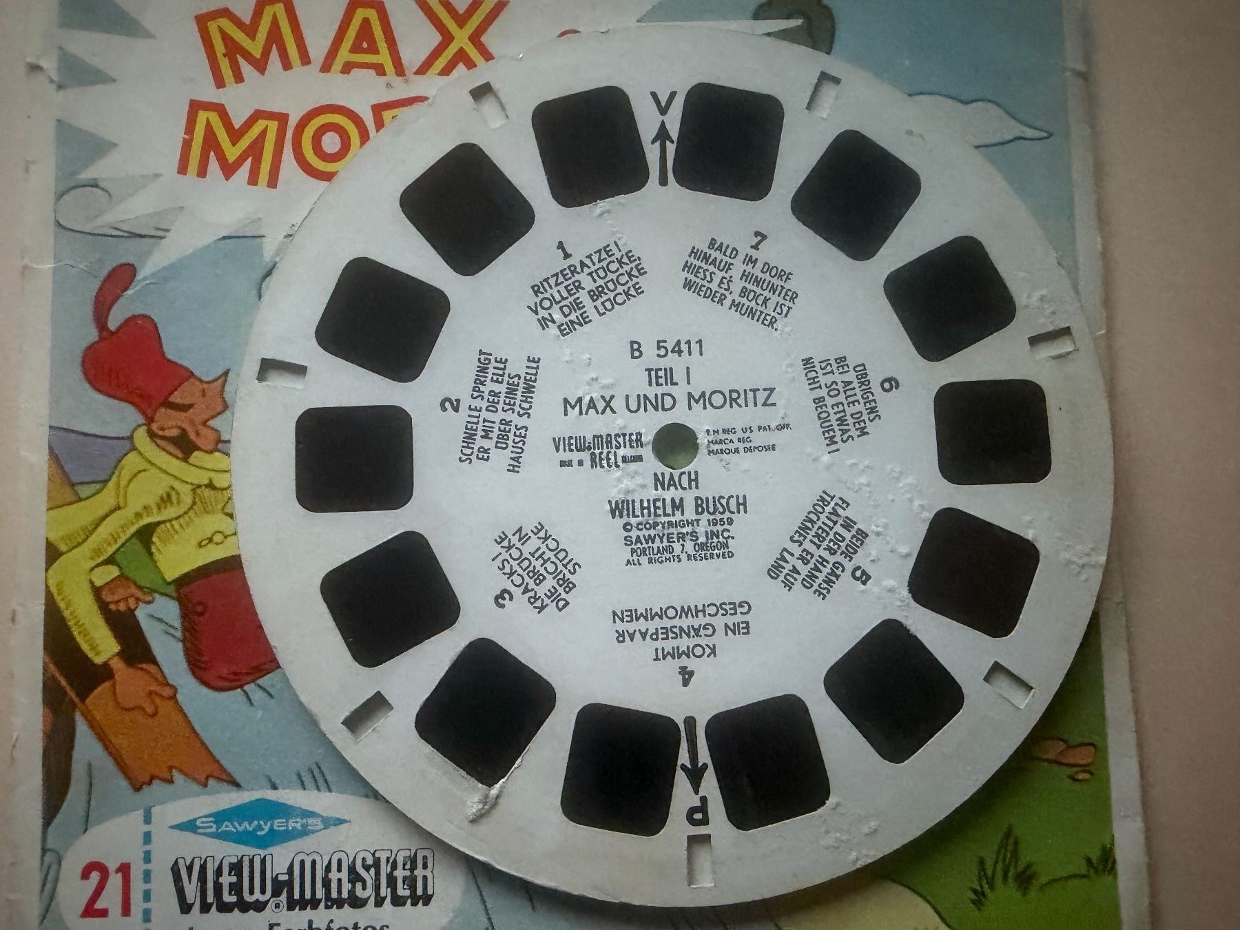 View-master Giocattoli: View-Master 3D: Nr. B 541 MAX UND MORITZ (3 Scheiben) – Usato da Tegerfelden venduto da siebenmacky 3
