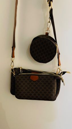 Schicke Umhängetasche mit Mini-Bag, Braun; Neu