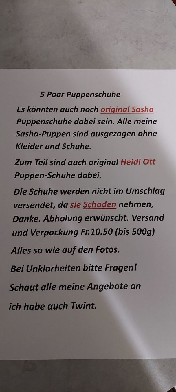 Heidi ott Bambole: 5 Paar Puppenschuhe  auch H. Ott – Nuovo (secondo la descrizione) da Muri AG venduto da nindo1 8