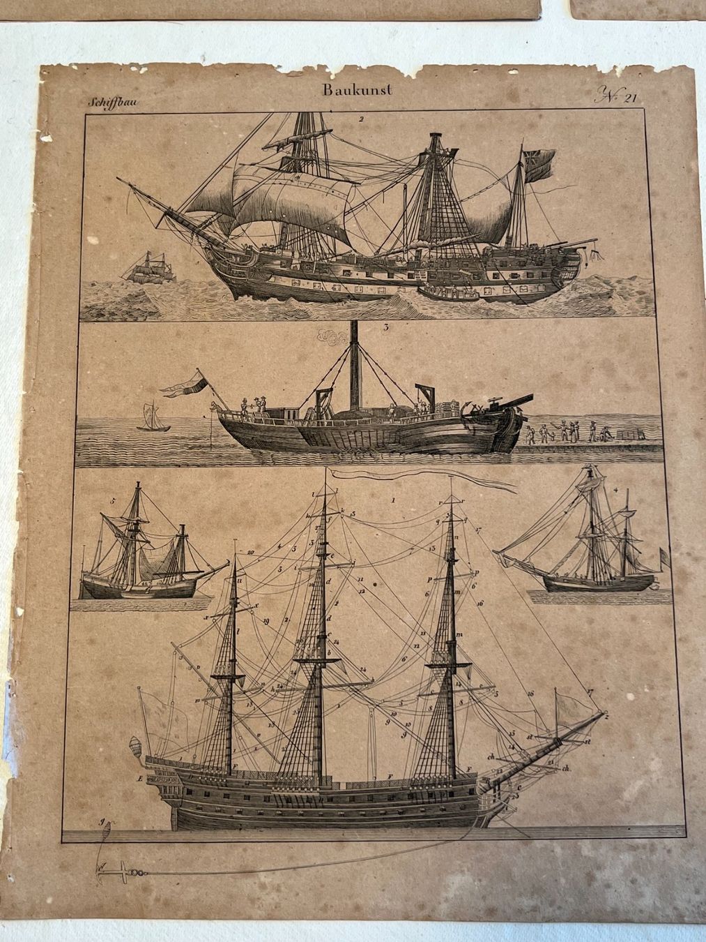 Grafica & Litografie: Six Lithographies Antiques de Construction Navales de 1833 – Usato da Lausanne venduto da charlie_lau24 4