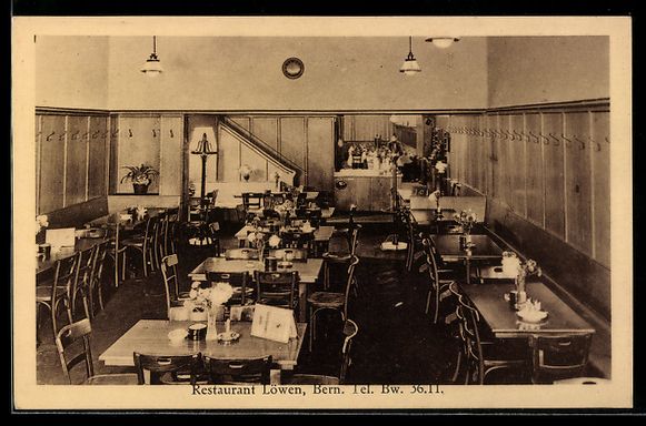 Cartoline postali: Bern, Restaurant Löwen, Inh. F. E. Kr – Usato da Berlin venduto da bartko-reher