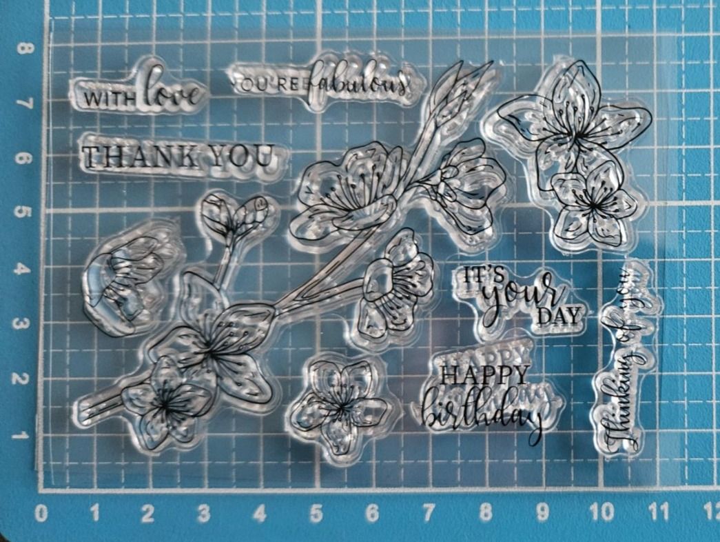 Timbri: Silikonstempel Nr.576, Blumen und Texte – Nuovo e nell'imballaggio originale da Gretzenbach venduto da Fliegepilz56 1