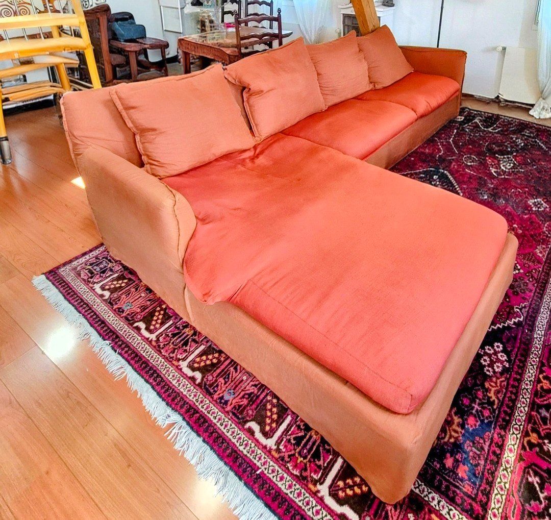 Divani: Ecksofa aus echter Leine – braun – Usato da Zürich venduto da Sonne0125