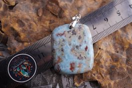 Larimar   Recht Eck  Anhänger    –Edelsteinstube Rausverkauf