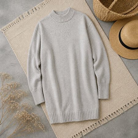 Langer Strick Pullover Gr. M H&M Beigetöne mit Wollanteil