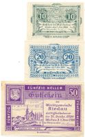 Österreich Notgeld Riedau 10, 20, 50 Heller 1.6.1920