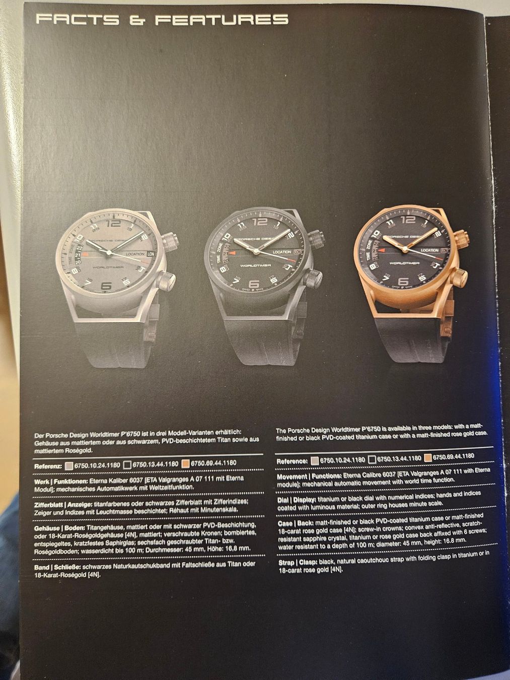 Eterna Documents: Katalog Porsche Design by Eterna Worldtimer P'6750 - 2008 – D'occasion à Langendorf par Bruenu 1