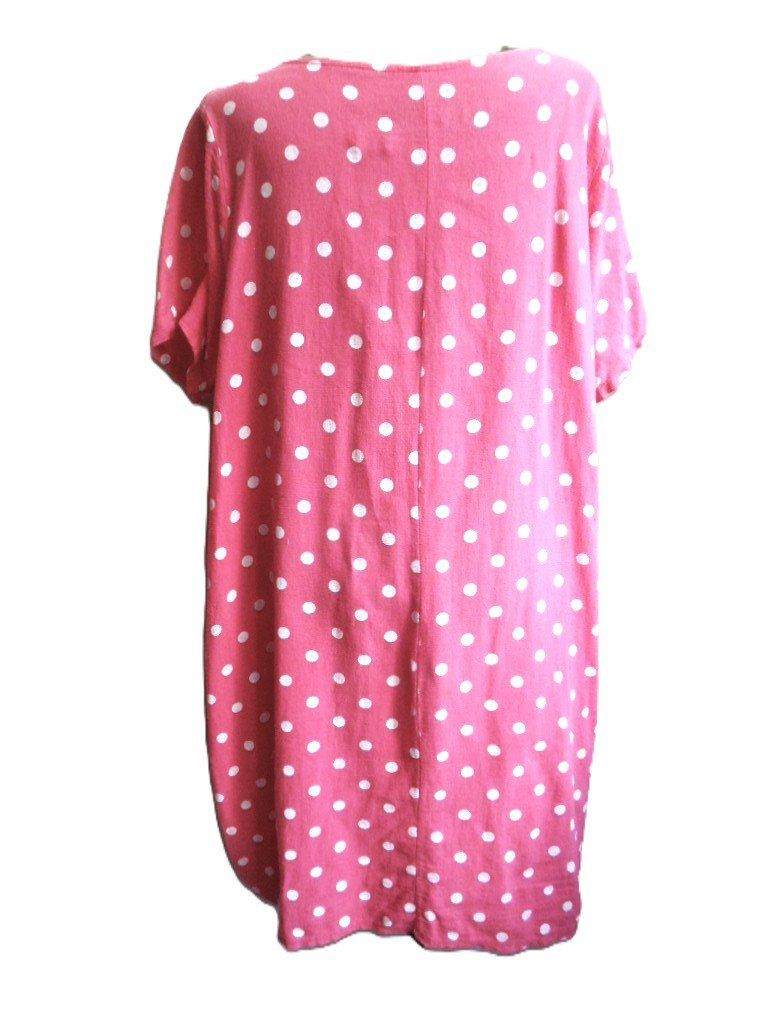 Vestiti: Gr. 46 48 s. Masse Sommerkleid pink weiss Baumwolle – Usato da Basel venduto da frausommerwind 2