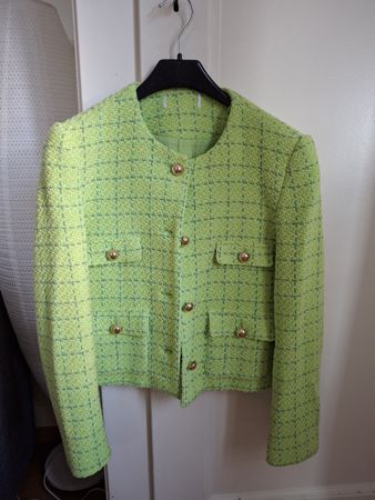 Court blazer Mango vert en tweed S 