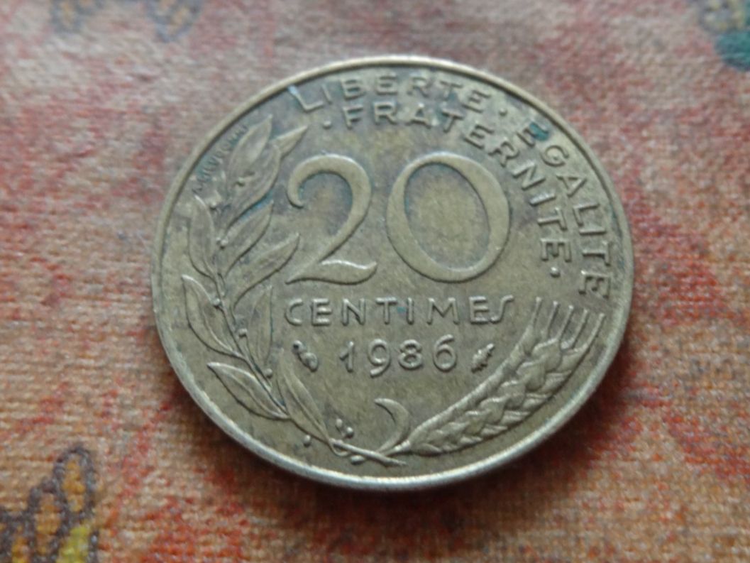 Tutti le monete: FRANCE  20 Centimes  1986  (P) – Usato da Romanel-sur-Lausanne venduto da Swift13