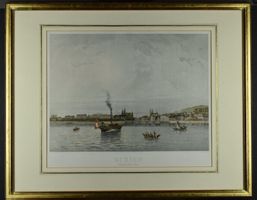 ZÜRICH, NOUVEAU PONT ET QUAI, PRÄCHTIGE AQUATINTA,GOLDRAHMEN