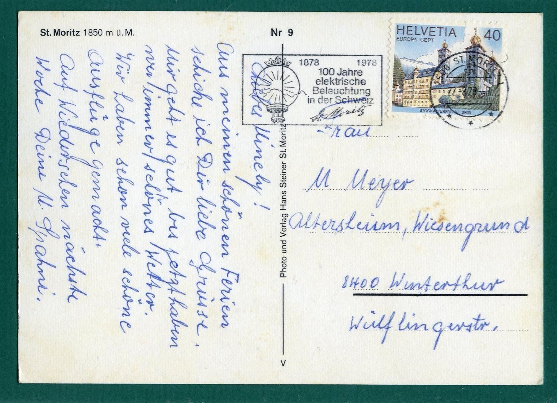 Cartoline postali: St. Moritz, 1978, gelaufen. Grossformat – Usato da Sargans venduto da Hausi1951 1