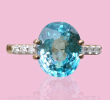 Verlobungs Vintage Ring Natürlicher Zirkon & Diamanten Gold