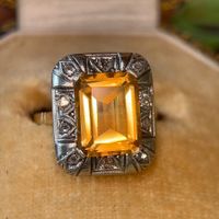 Antik Citrine and Rose Cut Diamonds 18Karat Gold