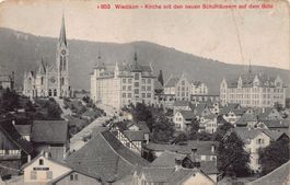 Wiedikon, Kirche, neue Schulhäuser auf dem Bühl, um 1920