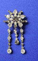Vintage Brosche Wasserfall Strass Kristalle Silberton