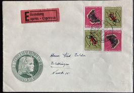 PJ Beleg 1953 mit falschem Herzstück Z41/II, SBK 160 Fr.