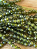 Strang facettierte Zirkonia 3 mm dark olive green