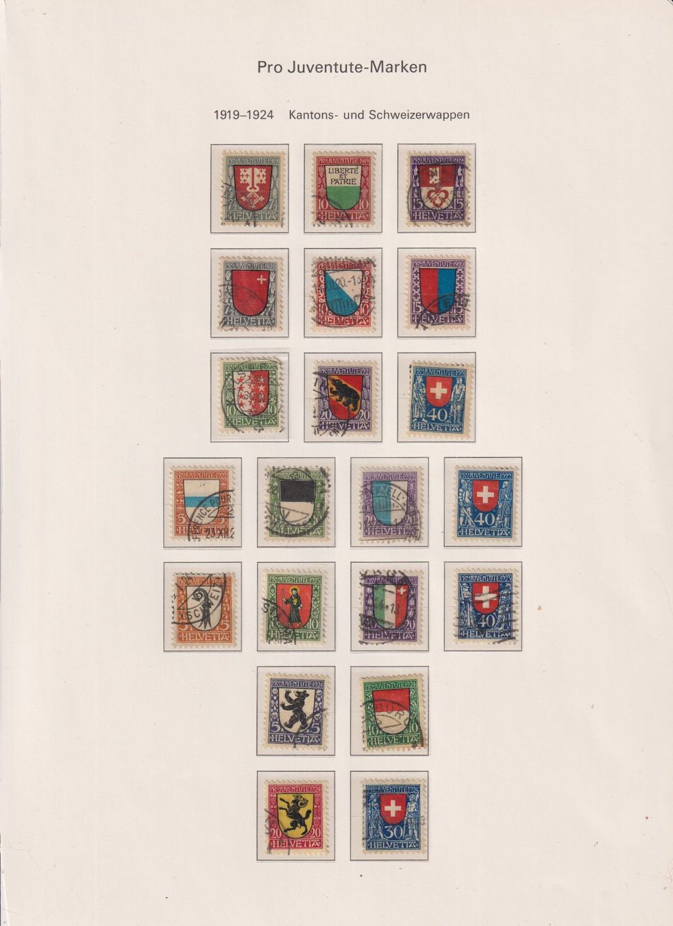 Alle Briefmarken: Pro Juventute 1919-1924, SBK 330.-+++ – Gebraucht aus Samnaun-Compatsch von Muckimu