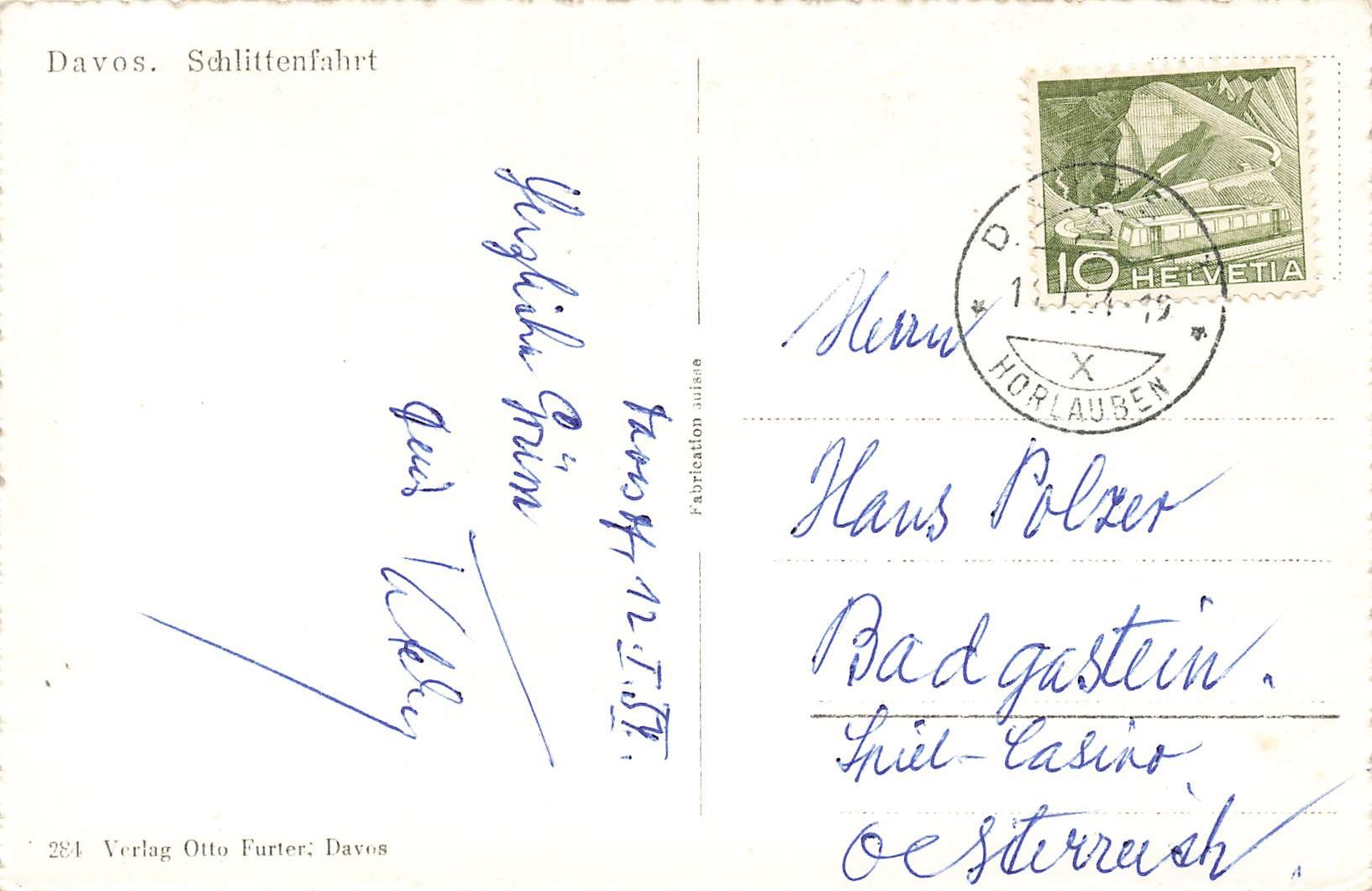 Cartoline postali: Davos GR Schlittenfahrt Pferdeschlitten – Usato da Biasca venduto da Blenio71 1