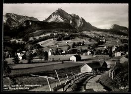 AK Unterwasser /Obertoggenburg, Ortspartie mit Säntis & Scha