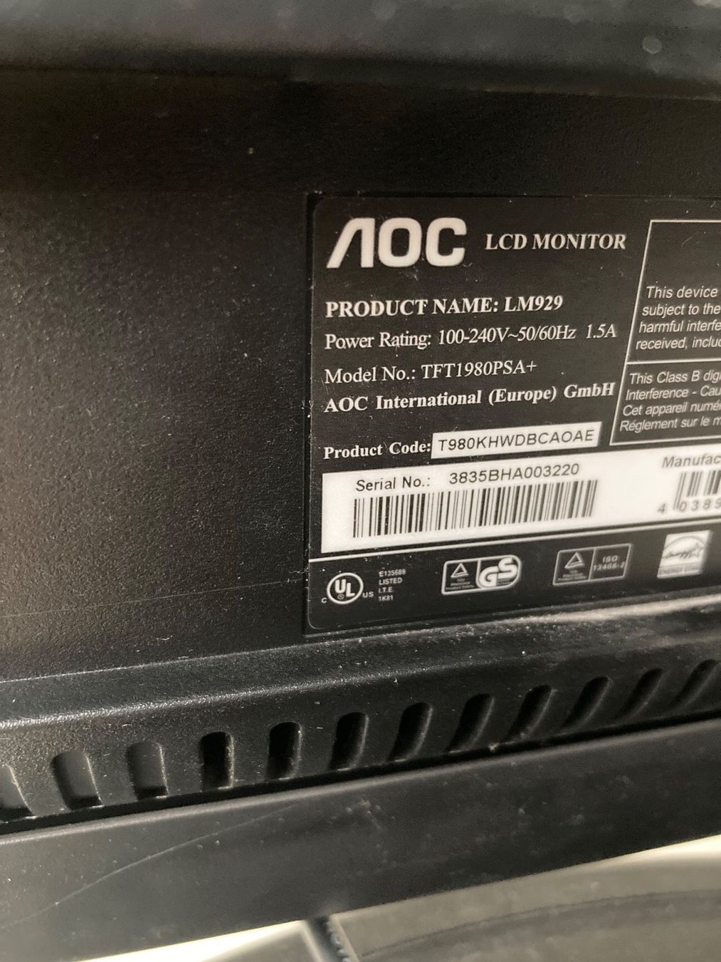 AOC Monitor: Écran ordinateur Lcd Aoc – Usato da Léchelles venduto da Alessando10 2