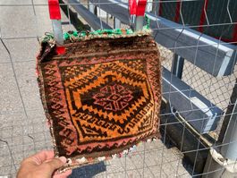 Belutsch alte Tasche Komplett 42x42 Teppich geknüpft sauber