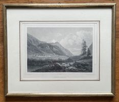 Stich Pontresina L. Rohbock del., Goldrahmen Goldfilet Glas